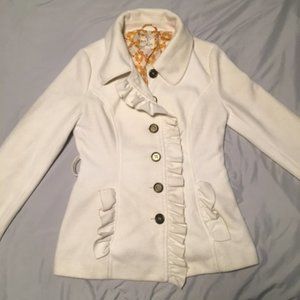 White Pea Coat with Ruffle (Juniors, Small)